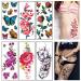 12 Sheets Flower Temporary Tattoos: 3D Butterfly Rose, Sexy Fake Tattoo Stickers for Women - Waterproof Body Art with Colored Floral Designs - Buy Online on GoSupps.com