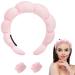 yucca Sponge Spa Headband  Terry Cloth Headband  Bubble Headband for Washing Face  Makeup Headband  Fluffy Skincare Headband  Puffy Headband for Women (Pink) 1 pink