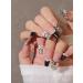 24pcs French Bowknot Coffin Fake Nail Bowknot 3D Press on Nails Bowknot Black Nails Luxurious Nails Acrylic Nails Fake Nails For Women Girls
