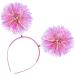 Pom Pom Headband Fun Festive Headwear Foil Strips Tinsel Fashion Hair Hoop Fluffy Ball Headband Fancy Dress Cosplay Hair Jewelry Accessories for Women Girls Party Birthday Halloween Christmas (Pink) - Buy Online on GoSupps.com