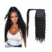 Ponytail Extensions Deep Wave Ponytail Extension Clip In Long Wavy Curly Wrap Around Long Ponytail Natural Color Remy Human Hair Extensions for Black Woman for Women(Size:24inch 100g)
