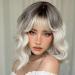 Testar Short Welled Bob Wig with Air Bang Gray Women Women Loose Bob White Power for women Synthetic colorful cosplay Wig for the daily use of girls