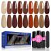 Lavender Violets 13 Pcs Gel Nail Polishes Versatile Earth Tone Glittery Ruby Red Shimmer Gold UV LED Soak Off With Base Coat Matte n No Wipe Top Coat Nail File Manicure Starter Kit C679 Earthly Elegance-679
