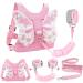 Accmor 3 in 1 Toddler Harness Leashes + Anti Lost Wrist Link, Kids Harness Children Leash for Girls, Child Anti Lost Leash Baby Cute Harness Belt Strap Hold Kids Close While Walking Pink