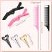 27 Pieces Hair Braiding Set - Parting Ring, Pintail Comb, Wide Teeth Clip (Pink/Black) - Buy Online on GoSupps.com