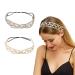 VUKWOO 2 PCS Lace Pearl Headband Jeweled Headbands for Women Stretch Wide Floral Lace Headwrap Turban Accessories Hair Scarf Fashion