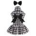 CuteBone Houndstooth Dog Dress Velvet Turtleneck Puppy Skirt Costume Pet Outfit Cat Clothes with Bow Hair Rope Birthday Gift CVD04XS X-Small Houndstooth
