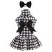 Cutebone Houndstooth Dog dressing with turtleneck puppy puppy skirt costume pet outfit litter clothing with loop hair rope birthday present cvd04l-de big horny stems