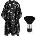 FEBSNOW Professional Hair Cutting Barber Cape with Neck Duster Brush Beard Print Barber Cape for Barber Shop Hair Cutting Accessories