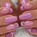IMSOHOT Medium Press on Nails French Coffin Fake Nails Purple Glitter Full Cover Ballerina False Nails Glossy Acrylic Glue on Nails for Women 24pcs 68-009