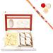 Ghasitaram Gifts Rakhi Gifts for Brothers Rakhi Sweets - Kaju Katli and Soan Papdi Hamper with Pearl Beads Rakhi