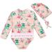 BONVERANO Toddler Girls Long-Sleeve Swimsuit | UPF 50+ Sun Protection | 2-3 Years | Peony Print - Buy Online on GoSupps.com