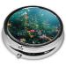 Flowers on The Seabed Portable Metal Pill Box - Round Mini with 3 Compartments | Travel-Friendly Design for Small Pills - Buy Online on GoSupps.com