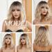 OUFEI Ombre Blonde Wigs for Women Short Wavy Wig With Bangs Natural Synthetic Hair Heat Resistant Wigs for Daily Party Cosplay Wear Ombre blonde(1118-1) - Buy Online on GoSupps.com