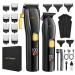 Professional Hair Clippers and T-Blade Trimmer Kit for Men Cordless Complete Barber Kit Hair Cutting Kit Haircut Set with LED Display & USB Rechargeable (Black)