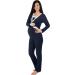 Nursing Pyjamas Set with Lace for Women - Maternity Sleepwear for Pregnancy and Breastfeeding - Long Sleeve Darkblue - Buy Online on GoSupps.com