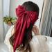 2Pcs Big Bow Hair Clips for Women - Red + Navy Blue Ribbon French Barrette Hairpins - Buy Online on GoSupps.com