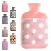 Hot Water Bottle with Cover 1.8L Large Rubber Hot Water Bottle for Relieving Menstrual Cramps Neck Shoulder Back Stomach Pain Warming Hands and Feet 1.8L-Pink dots