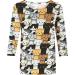 Cute Cat Dog Printed Summer Top | 3/4 Sleeve Blouse | Round Neck Casual Tee - Medium Black - Buy Online on GoSupps.com
