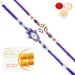 Ghasitaram Gifts Rakhi for Brother Rakhis Online - Set of 2 8928 8931 Fancy Evil Eye Rakhis with 200 GMS of Besan Barfi