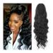 Ponytail Extensions Body Wavy Ponytail Synthetic Ponytail Extension Long Black Drawstring Wavy Ponytail Hair African American for Women for Women(Black)