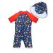 BONVERANO Baby Boy All-in-one Sunsuit/Swimsuits upf 50+ Sun Protection S/S Swimming Costume with Cap. 18-24 Months Shrimp
