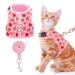 BINGPET Cat Harness with Leash Escape Proof - Fashionable Mesh Cat Dog Walking Harness Leads Adjustable for Kitties Puppies Large Animals Strawberry Large