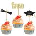 36pcs Graduation Cupcake Toppers 3 Styles Graduation Cap Cupcake Toppers Glitter Diploma Cupcake Toppers Graduation Cake Decorations for Graduation Theme Party Supplies