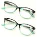 V.W.E. 2 Pairs Half Transparent Marble Finish Reading Glasses Lightweight Reader - Spring Hinge Blue 1.75 x