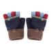 Toddler Kids Puppy Flip Top Short Knitted Half Finger Gloves for 3-8 Yrs Contrast Color/Navy Blue