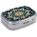 Vintage Mandala Flowers Pill Box | 2 Compartment Portable Pill Organizer - Metal Case for Pocket & Purse - Buy Online on GoSupps.com