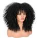 ANNISOUL 16 Curly Wig for Black Women | Synthetic Fiber Glueless Long Kinky Curly Hair 16 Inch Black Afro Bomb Wig with Bangs - Buy Online on GoSupps.com