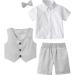 Mint Green Baby Boy Gentleman Suit Herringbone Outfit 3-4 Years - Wedding, Christening, Shirt, Waistcoat & Shorts - Buy Online on GoSupps.com