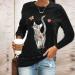NHNKB Sweatshirt Women's Black Long Sleeve Women's Sweatshirt Cotton T-Shirt Women's with Print Cat Top Women's Black Elegant Casual Neck Shirt Women Blouse Long Sweatshirts Jumper Sleeves 5XL Black - Buy Online on GoSupps.com