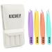 KICHLY tweezers for professional eyebrow plucking set with 4 tweezers and a travel-friendly leather case. Tweezers set (multi-colored)