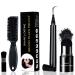 Beard Pencil Filler for Men Black, 4-Tip Beard Filler Pen Waterproof & Long Lasting Natural Makeup Beard Pen with Beard Brush Detailing Filler Moustache & Eyebrows (Black Beard Pen Kit)