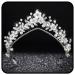 Zoestar Flower Wedding Tiaras and Crowns Silver Rhinestone Tiara Headband Pearl Leaf Princess Headwear Bridal Hair Accessories for Women