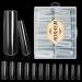 AORAEM XL Lady French Acrylic False Nail Tip 120Pcs Clear Full Cover Extra Long Square Pess on Atificial Fake Nail for Women (Clear)
