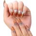 Slymeay Coffin False Nails Long Fake Nails Gold Glitter Press on Nails Acrylic False Nails for Women and Girls(tuhaojin-XS) - Buy Online on GoSupps.com
