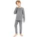 Resinta Boys' Fleece Lined Thermal Underwear Set Winter Kids Top & Long Johns Base Layer Shirt & Pants for Boys Large Grey