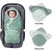 Ultra Thick Swaddle Blanket with Hat | Newborn Bunting Bag for Stroller, Baby Carrier, High Chair | Green Leaves Print | 0-6 Months - Buy Online on GoSupps.com