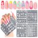 Saviland Nail Art Stamper Plates: 4PCS French Nail Stamping Plates French Line Nail Stamp Templates Plaid Wave Stripes Patterns Nail Stencils Plate Reusable Stainless Steel Nail Tools