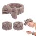 Fancylovesotio Face Wash Headband 3 Pack Head and Wrist Bands for Washing Face Spa Headband Soft Makeup Headband Fleece Skincare Headbands Coffe