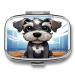 Pill Box Adorable Schnauzer Print 2 Compartment Medicine Pill Case Pill Organizer Decorative Metal Portable Pill Box for Pocket Or Purse