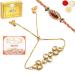 Ghasitaram Gifts Rakhis Online - Rakhi for Brother-T-23 Bhaiya Bhabhi Rakhi with 200 GMS of Kaju katli and 200 GMS of Soan Papdi Rakhi Set with 200 gms of Kaju katli & Soan Papdi
