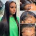 Lace Front Wigs Human Hair 13x4 HD Transparent Straight Lace Frontal Wigs Human Hair for Black Women 180% Density Brazilian Virgin Human Hair Wigs Pre Plucked with Baby Hair Natural Hairline  (24 Inch  Black Color) 24 In...