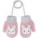 Cute Fox Knitting Short Gloves for Toddler Kids | Winter Thermal Plush Lining | 1-3 Yrs | Pink/3D Rabbit Design - Buy Online on GoSupps.com