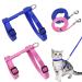 2 pieces of adjustable nylon whirring cat leash blue pink harness cat leash kitten neck band soft cat dishes with leash for kitten puppy pink+blue