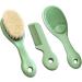 Mocarheri 3PCs Baby Hairbrush and Kamm Set for newborns & toddlers |Natural soft goat bristle |Ideal for Cradle Cap (light green)