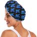 Blue Butterfly Black Hair Towel 2 Pack - Super Absorbent Quick Dry Hair Turbans for Women & Girls - Buy Online on GoSupps.com